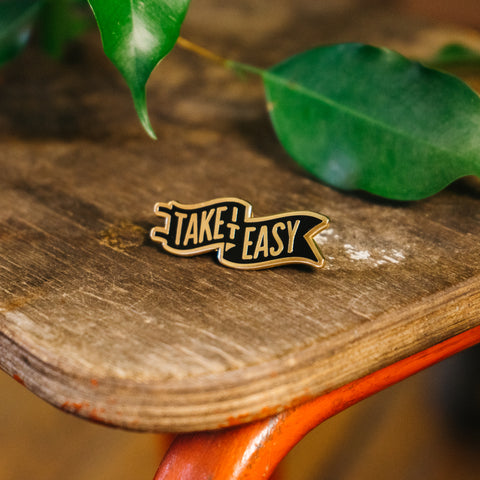 Take It Easy Gold Enamel Pin - Take It Easy Film Lab