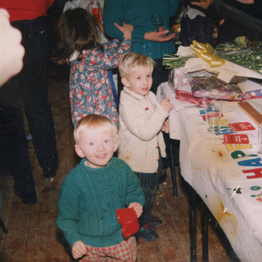 Liam and Joe together in a childhood family photograph