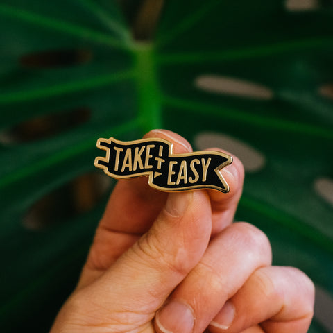 Take It Easy Gold Enamel Pin - Take It Easy Film Lab